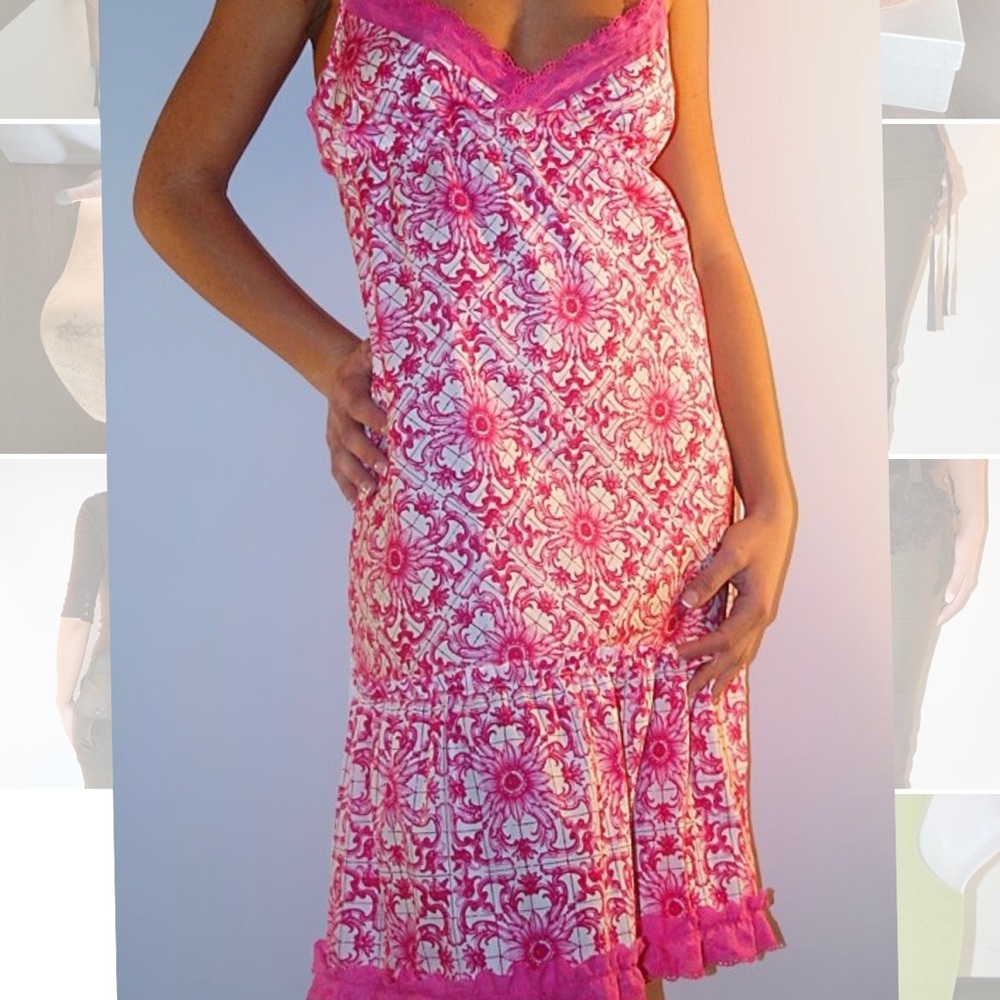 M.BIANCO ITALY fuchsia/white floral cotton dress